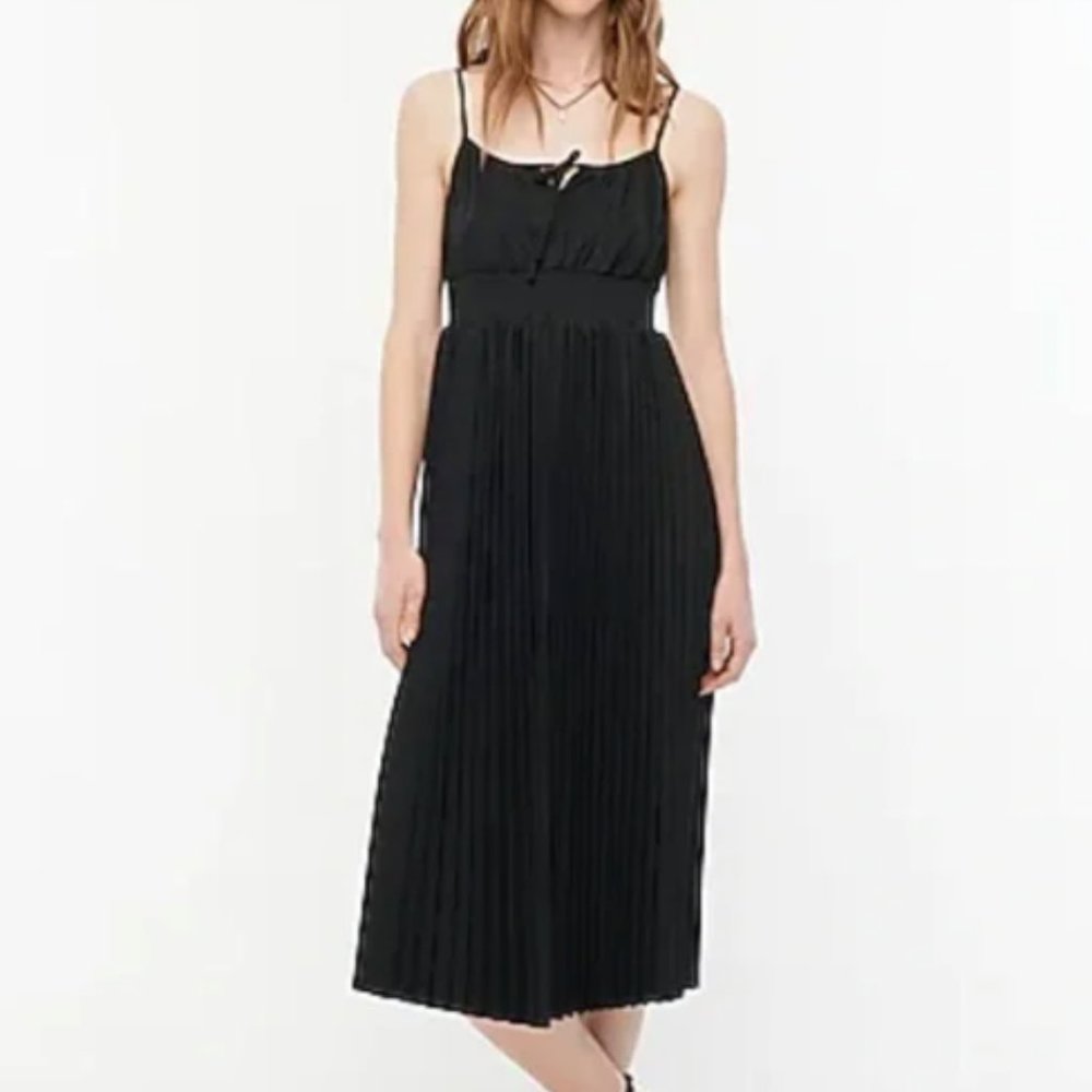 J. Crew Smocked Waist Pleated Dress Black Size 00 Like New